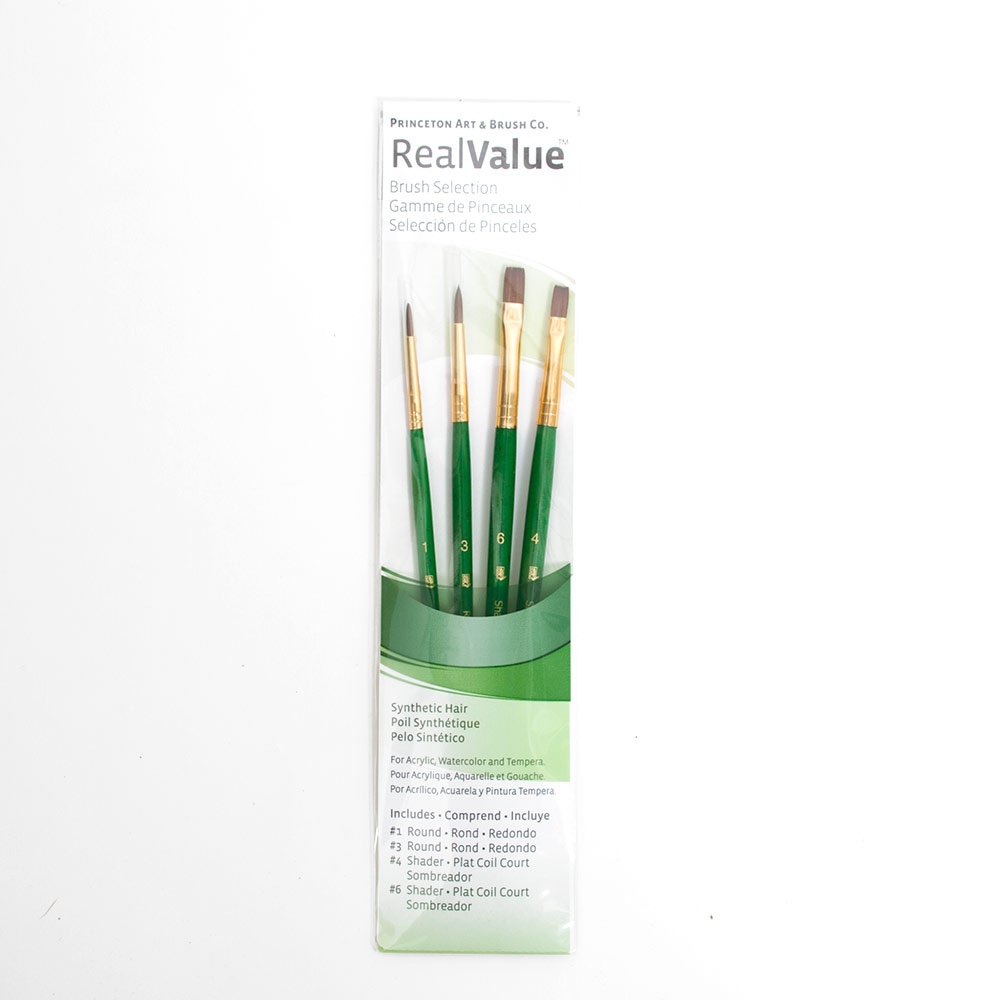 Princeton, Real Value, Camel Brush, Round, Shader, 4 Pack